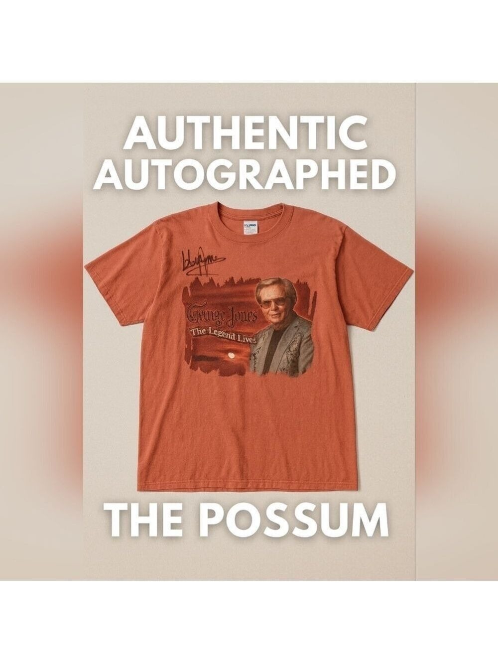 Autographed George Jones The Legend Lives Concert Tour Orange T-shirt XL - Picture 1 of 5